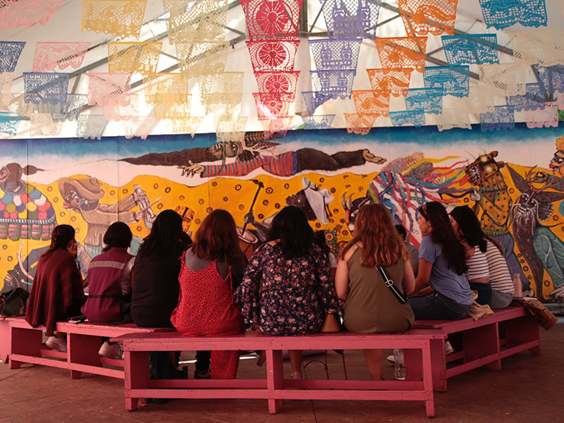 Mexico. Women refugees and local community members participate in a workshop on dignified menstruation.