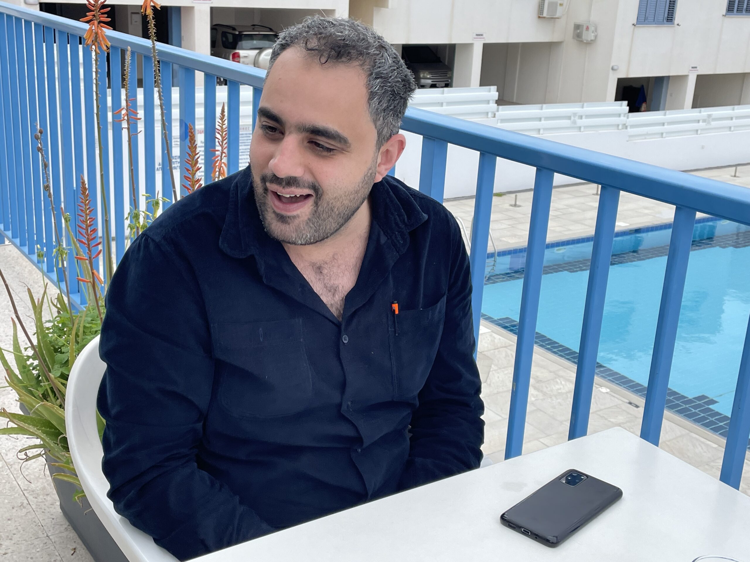 Nawar takes a break from a busy day to tell us about his family and the outreach work he is doing with the Syrian community in Pafos. © UNHCR Cyprus