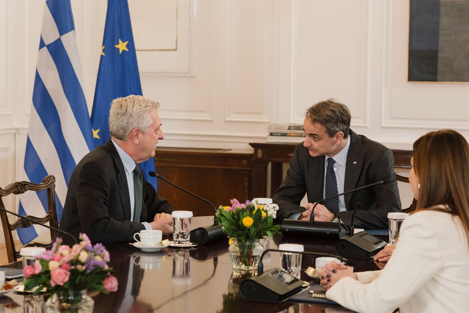 The United Nations High Commissioner for Refugees, Filippo Grandi, during a meeting with Greek Prime Minister Kyriakos Mitsotakis, at the Maximos Mansion in Athens, Greece.