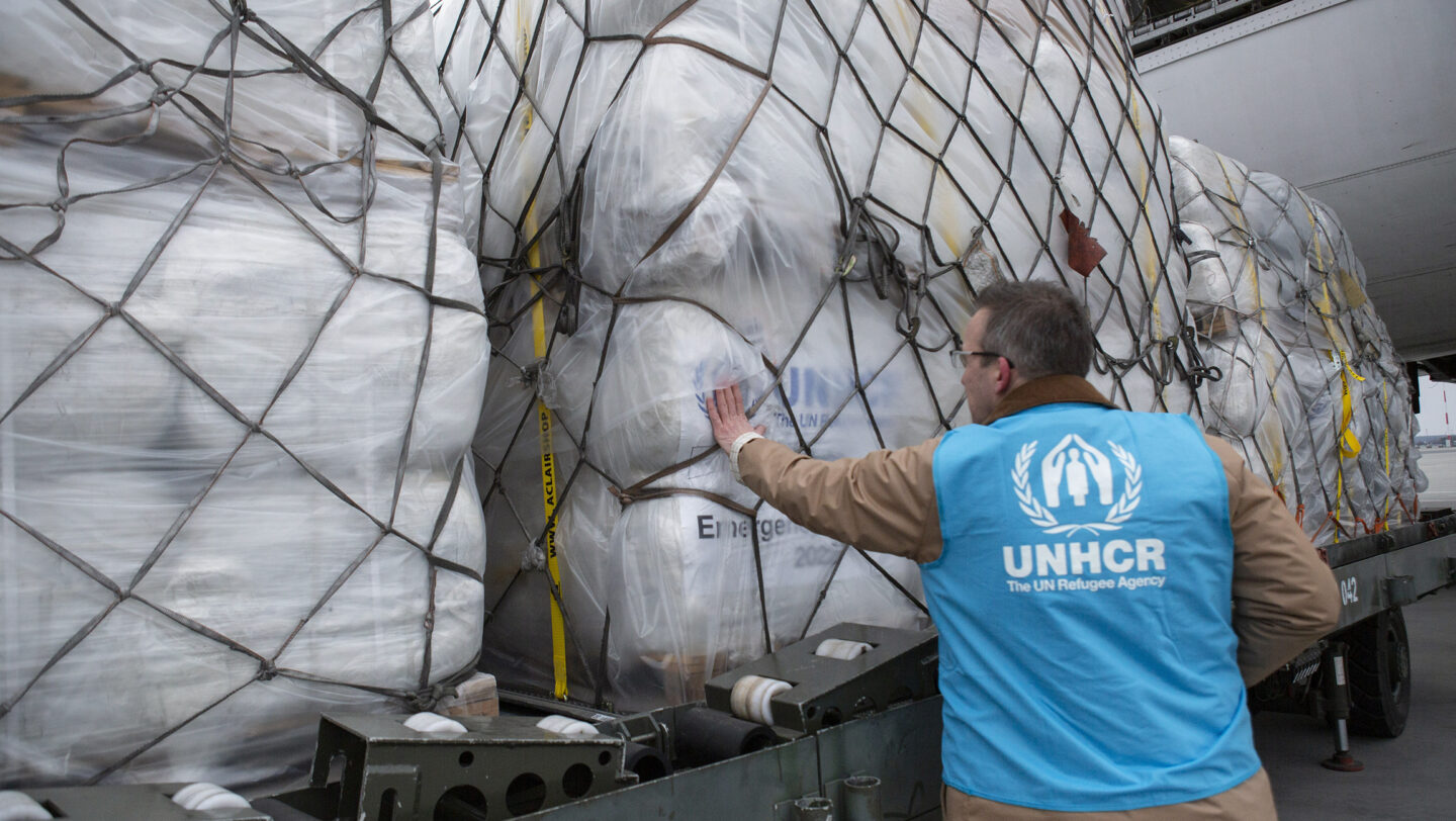 Poland. UNHCR airlifts relief items to Rzeszow in Poland for delivery in to Ukraine