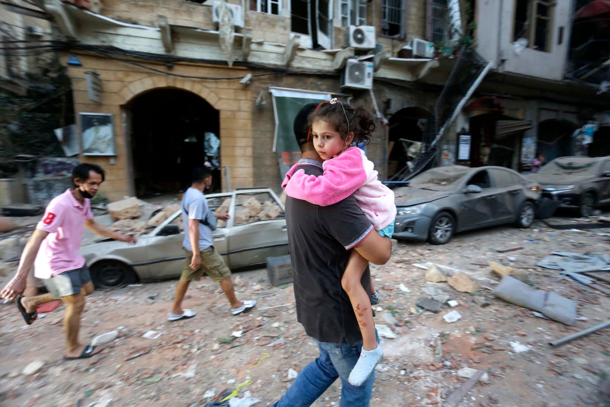 Lebanon. People flee to safety as massive explosion shakes Beirut