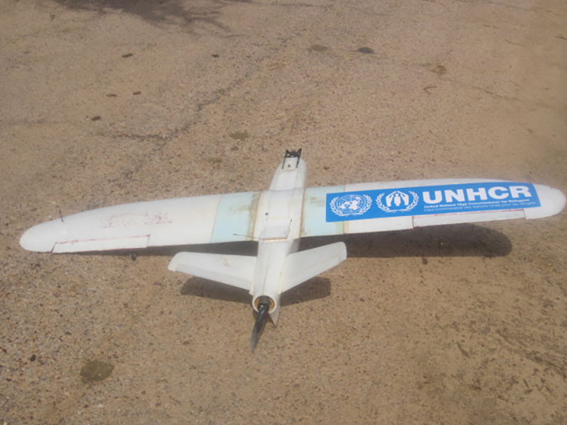 Aziz Kountche's latest prototype: the T-800. The drone will help support UNHCR's planning and ongoing humanitarian response in Diffa, Niger.