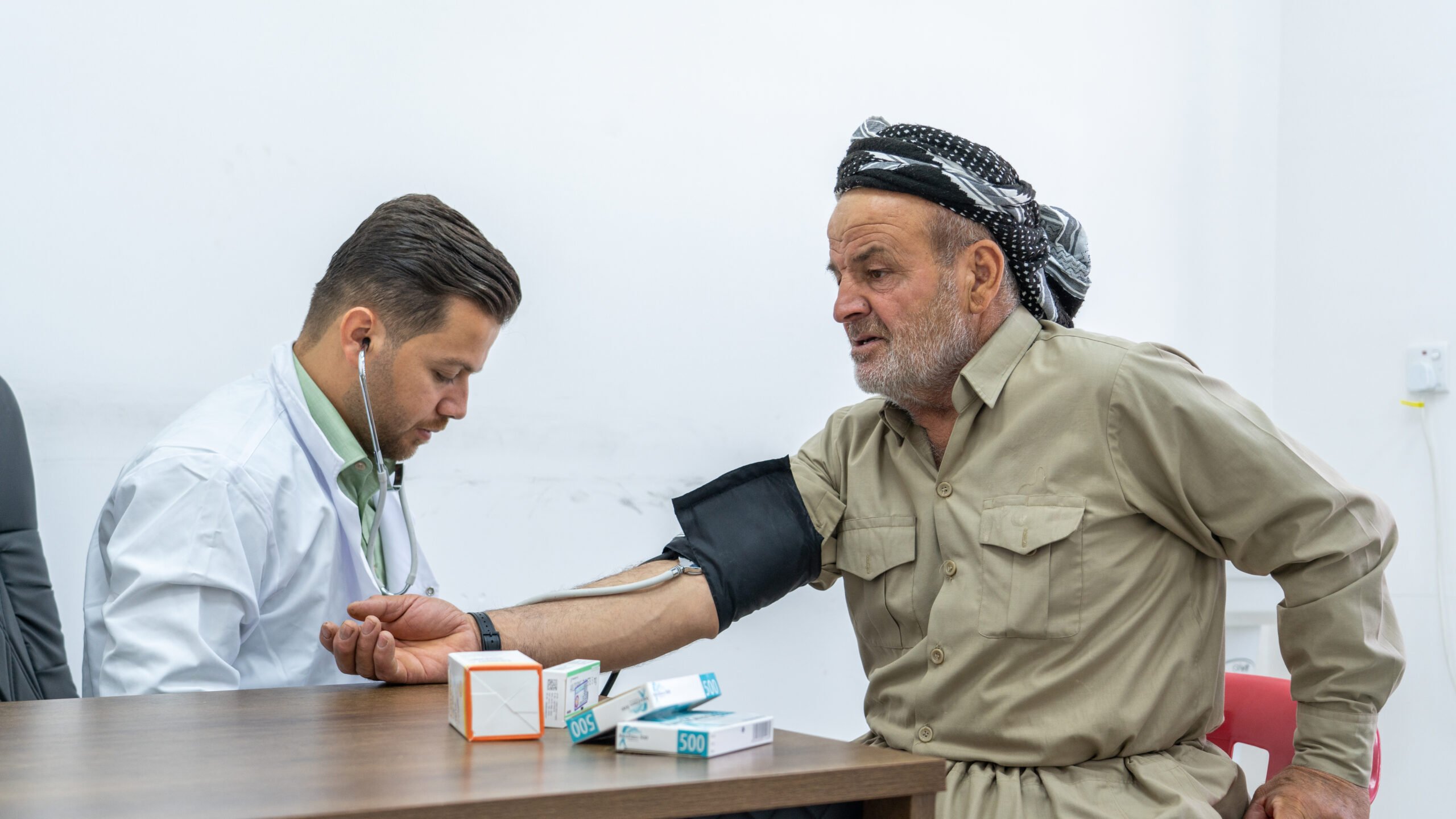 "I recently underwent examinations at Kawergosk clinic where services + medicines are accessible. It brings me joy that the wellbeing of Iraqis & refugees is taken into consideration"; - Mam Haji, from Erbil