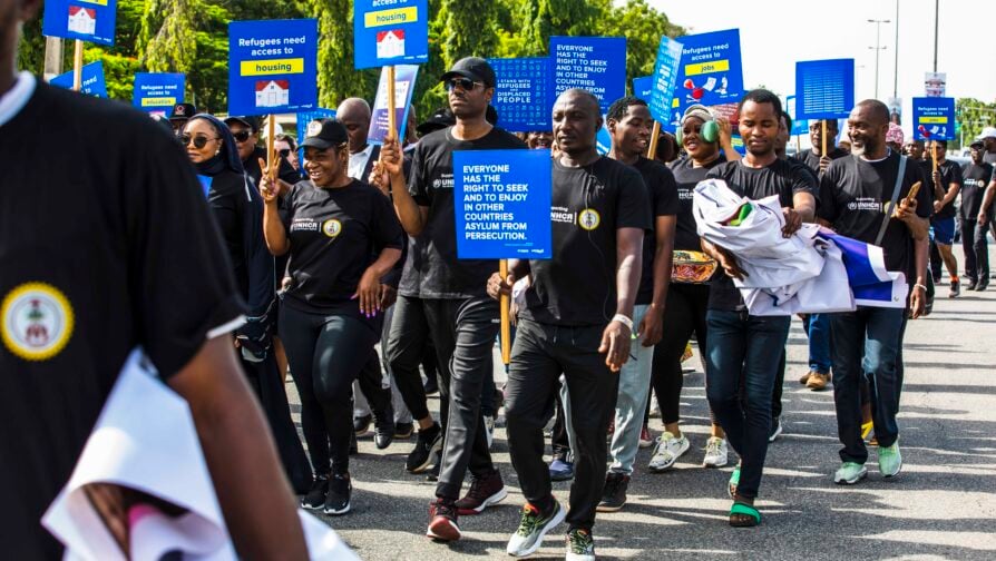 Cross-section of participants at the World Refugee Day Road walk in Abuja, Nigeria. © UNHCR