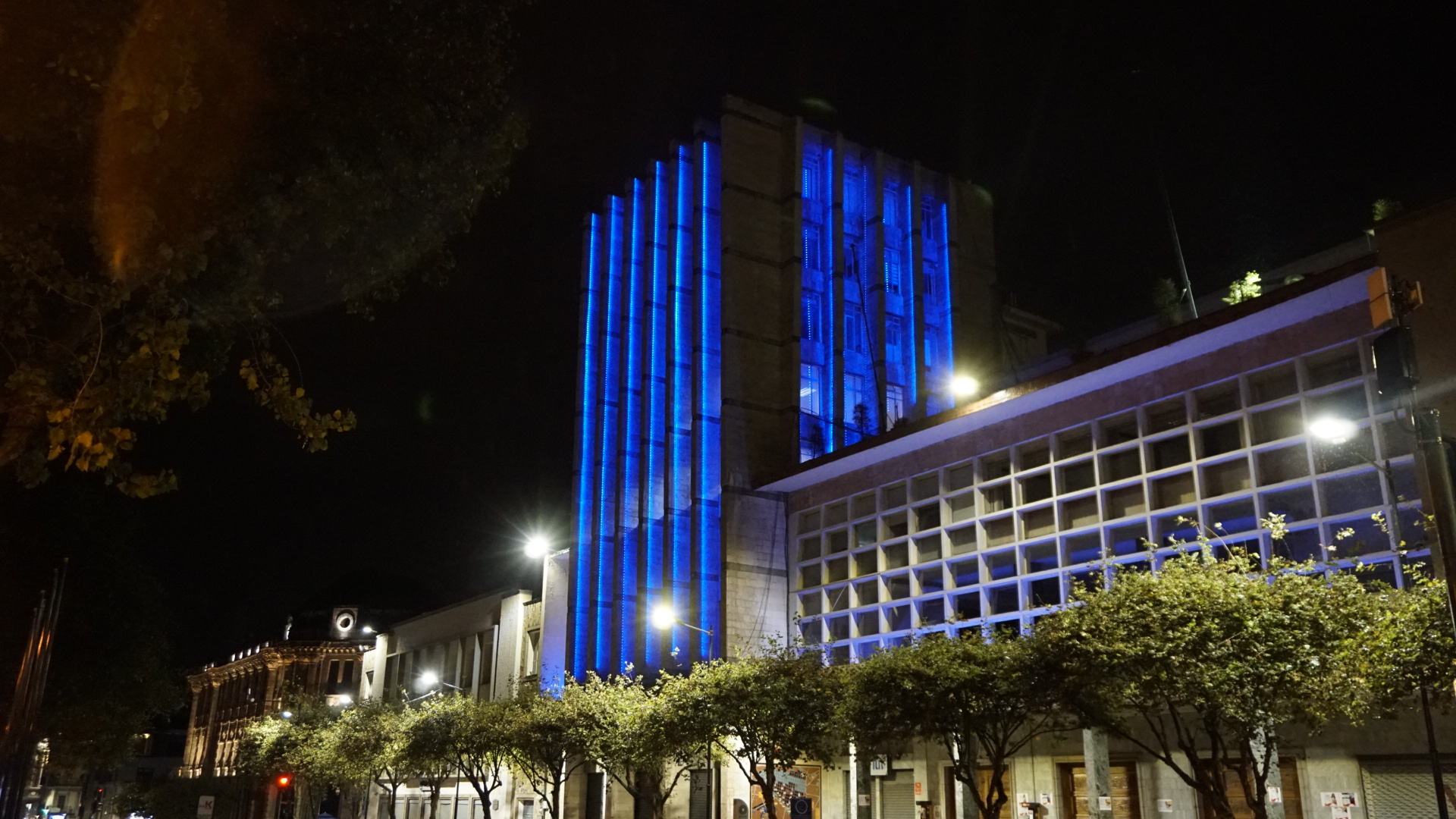 Building in blue in Cuenca, Ecuador