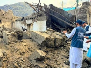 UNHCR's partner, ARWEO, assessing the needs of the population affected by the earthquake that hit the region on the 31st August. Afghanistan. Earthquake