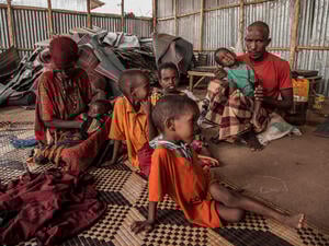Ethiopia. Ali Said and his family sit in the Reception Centre for refugees in Ethiopia